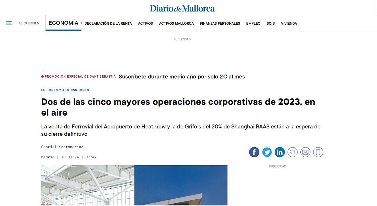 Dos de las cinco mayores operaciones corporativas de 2023, en el aire